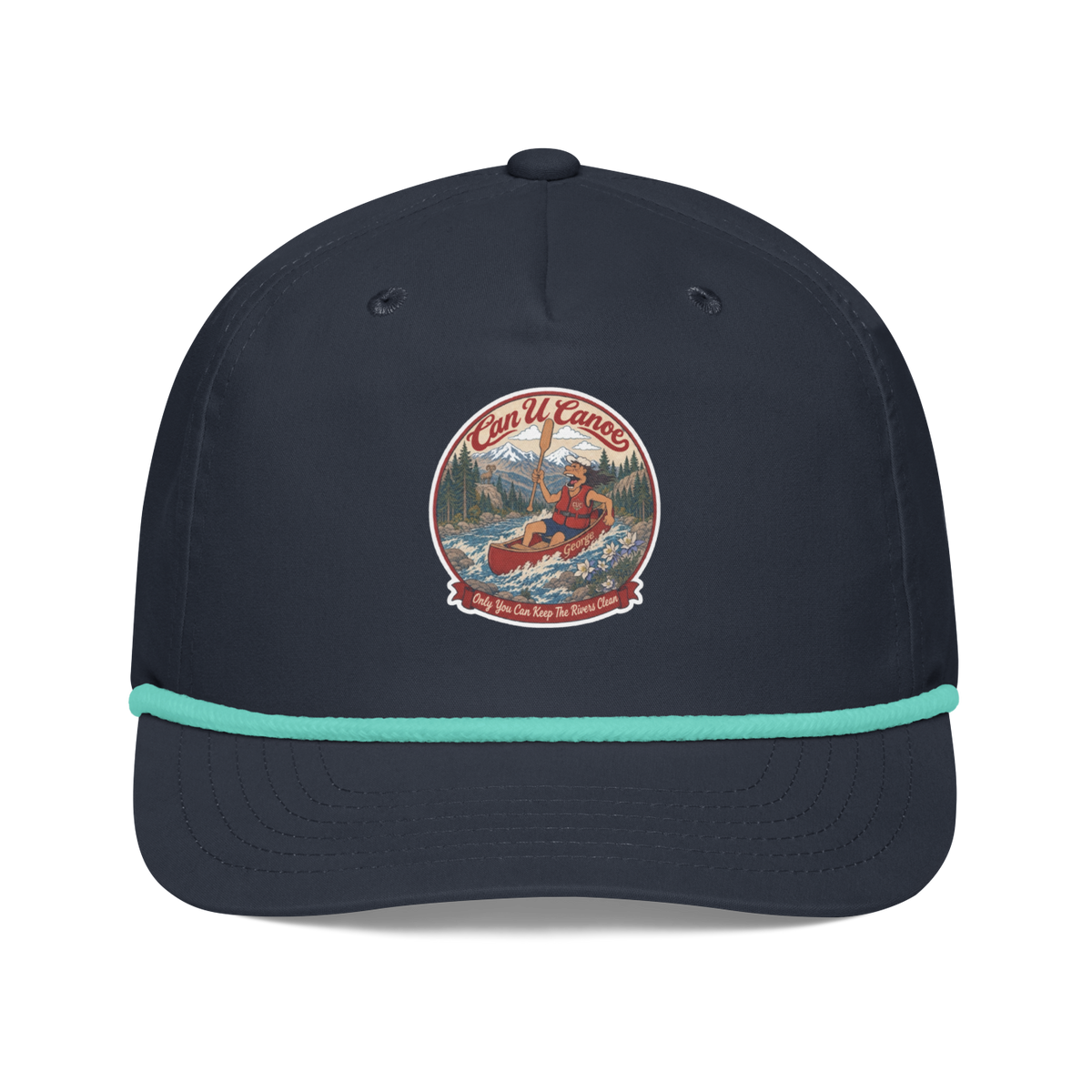 CUC Golf Rope Cap — Trail Edition | Navy/Mint | front | revised approved George placement