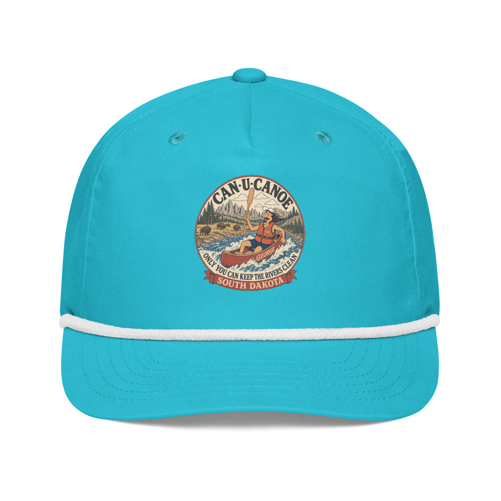 George’s South Dakota River Badge Rope Cap in Turquoise and White