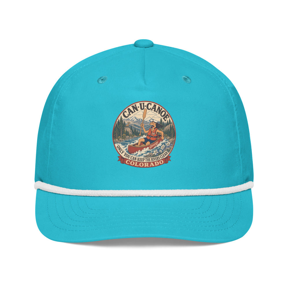 Colorado River Badge golf rope cap in Turquoise/White