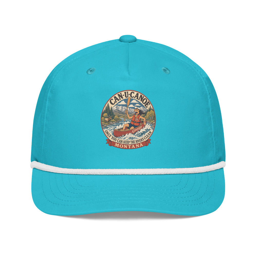 Montana River Badge golf rope cap in Turquoise/White