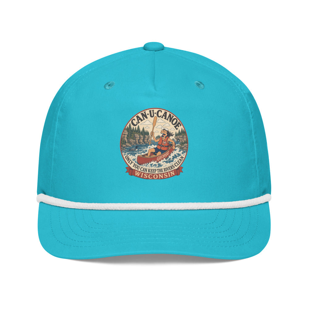 Wisconsin River Badge golf rope cap in Turquoise/White