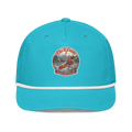 CUC Rope Cap — George’s Second Wind | Turquoise/White | One size | front_dtf_hat | exact approved George badge