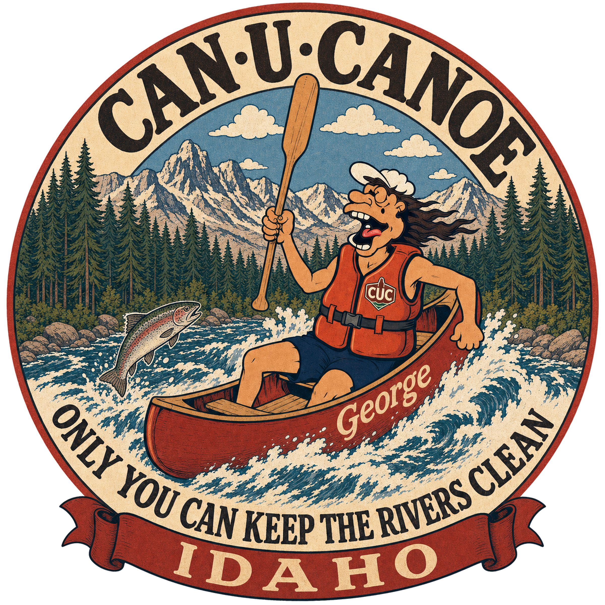 CAN U CANOE Idaho river badge artwork