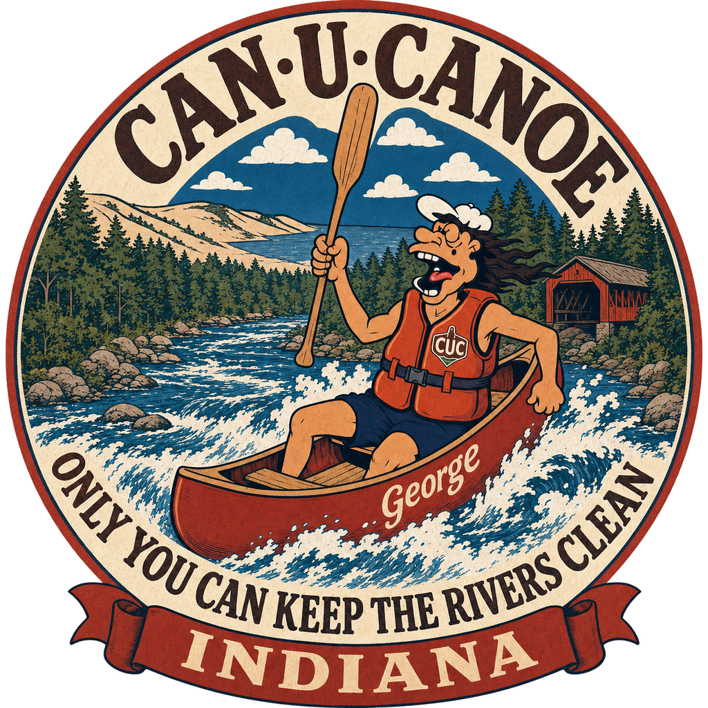 CAN U CANOE Indiana river badge artwork