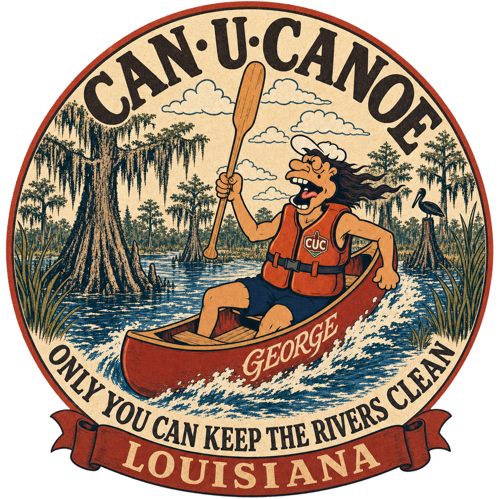 CAN U CANOE Louisiana river badge artwork
