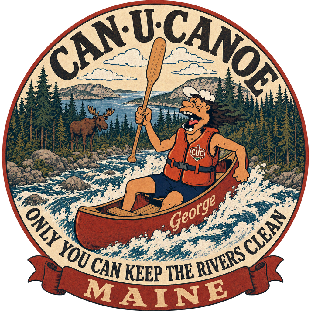 CAN U CANOE Maine river badge artwork