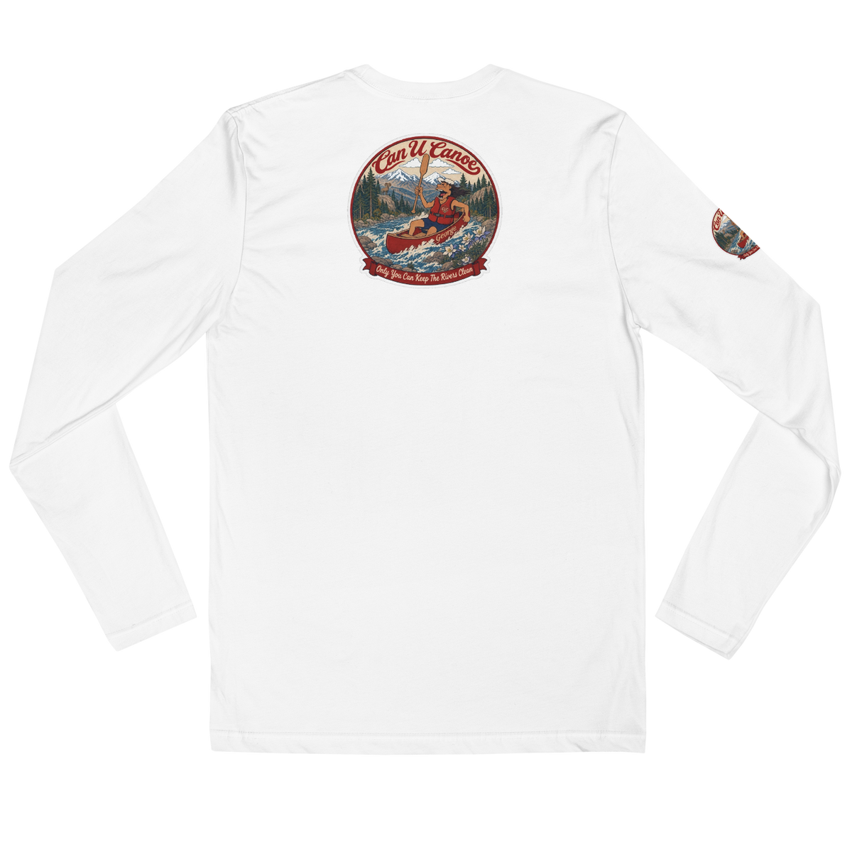 CUC Fitted Long-Sleeve Crew — George’s Evening Paddle | White | S | back | exact approved George badge