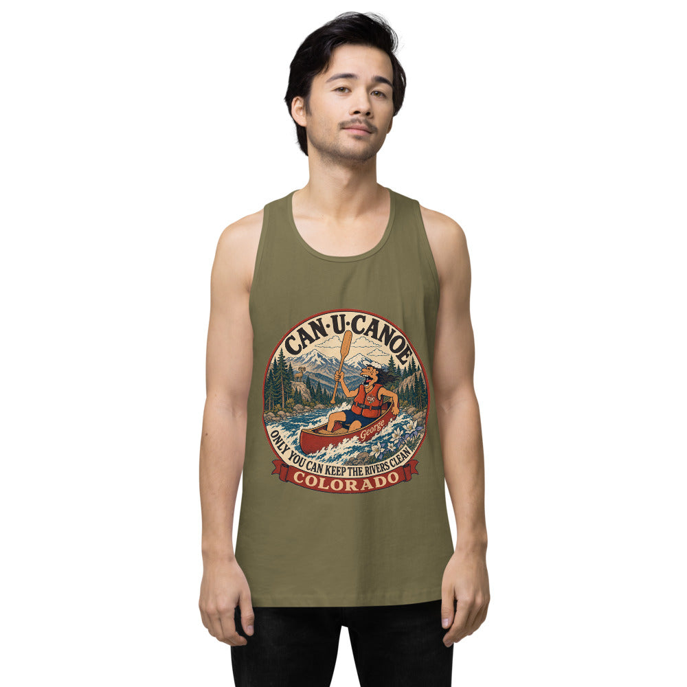 Colorado River Badge muscle tank in Military Green