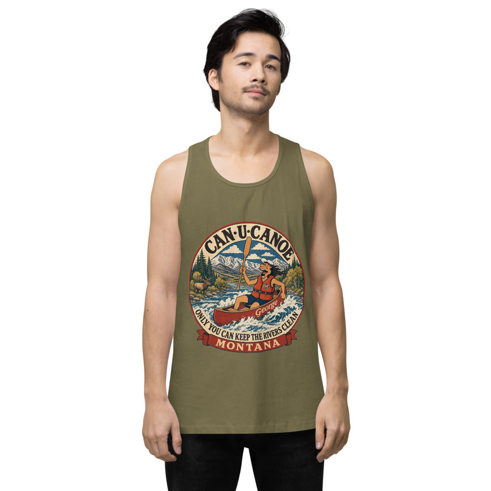 Montana River Badge muscle tank in Military Green