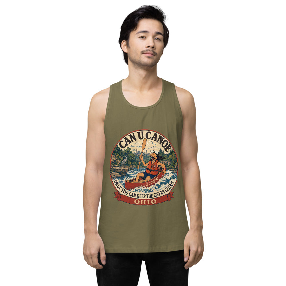George's Ohio River Badge muscle tank - Military Green