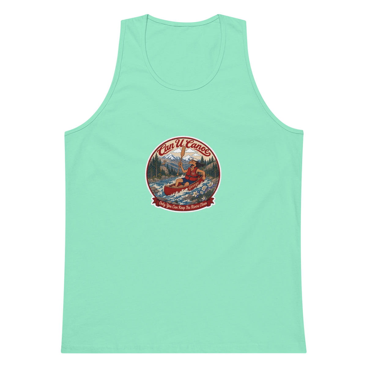 CUC Muscle Tank — George’s Iron Paddle | Mint | S | front | exact approved George badge