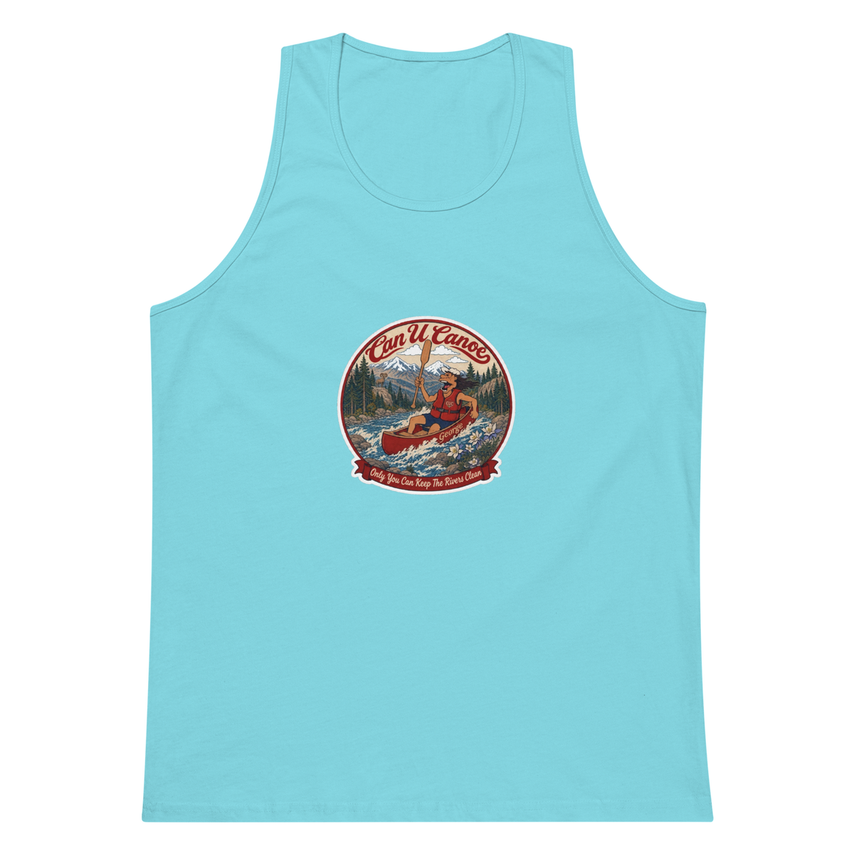 CUC Muscle Tank — George’s Iron Paddle | Pacific Blue | S | front | exact approved George badge