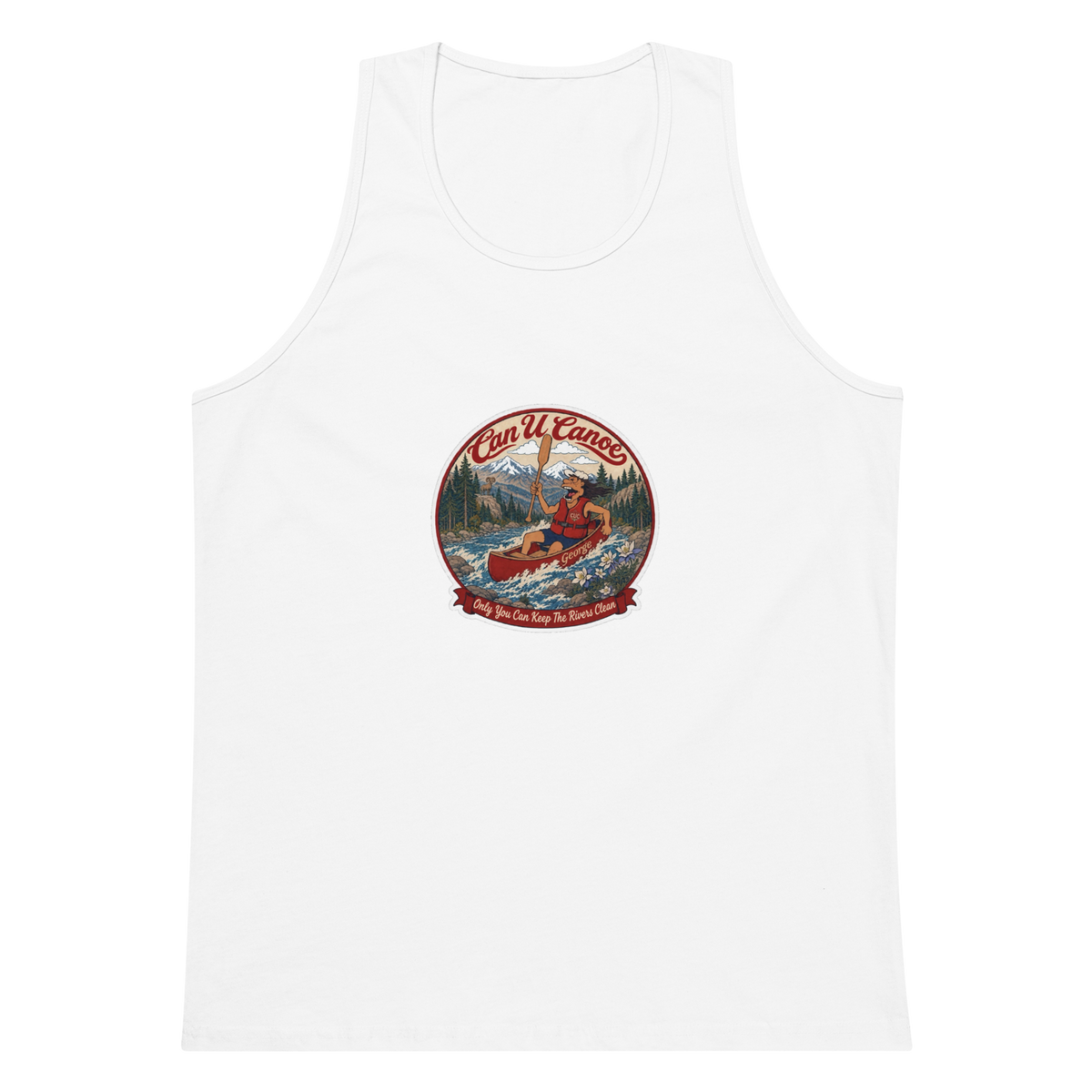 CUC Muscle Tank — George’s Iron Paddle | White | S | front | exact approved George badge