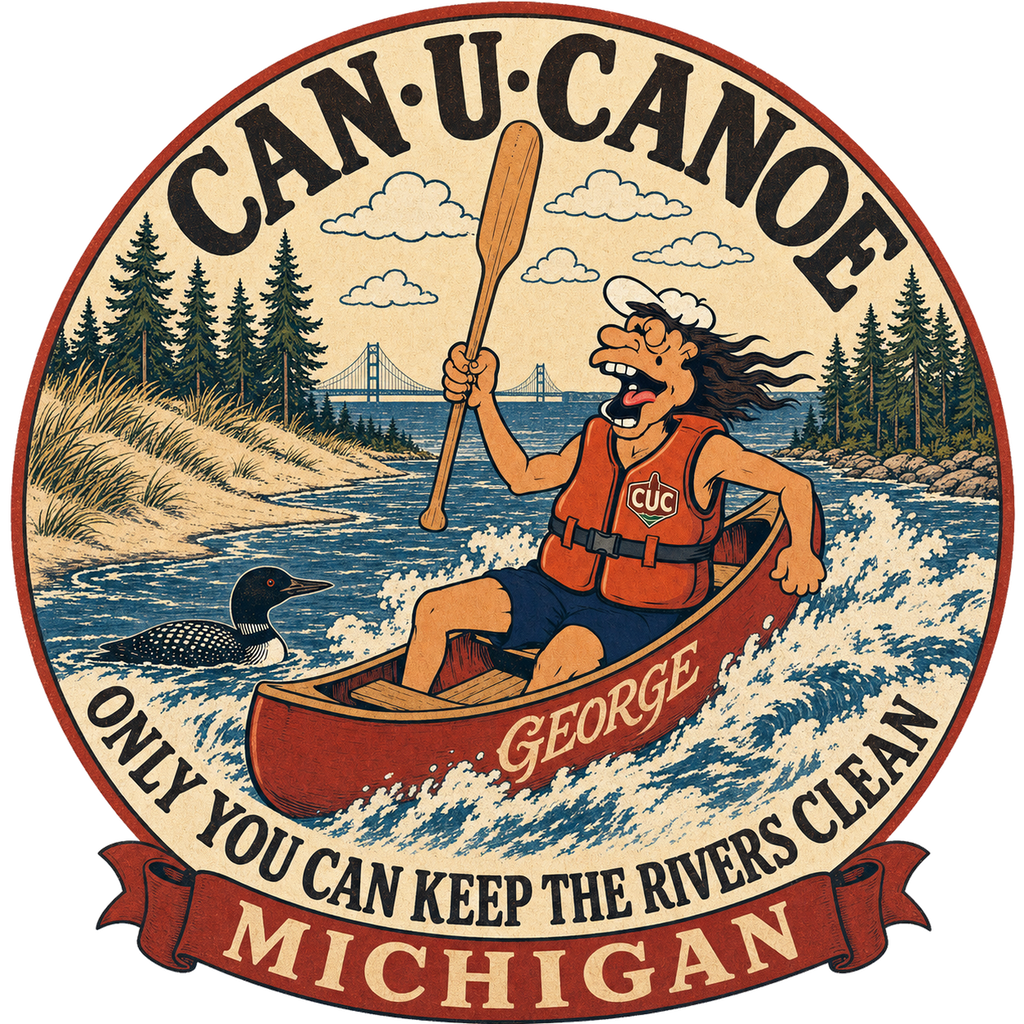CAN U CANOE Michigan river badge artwork