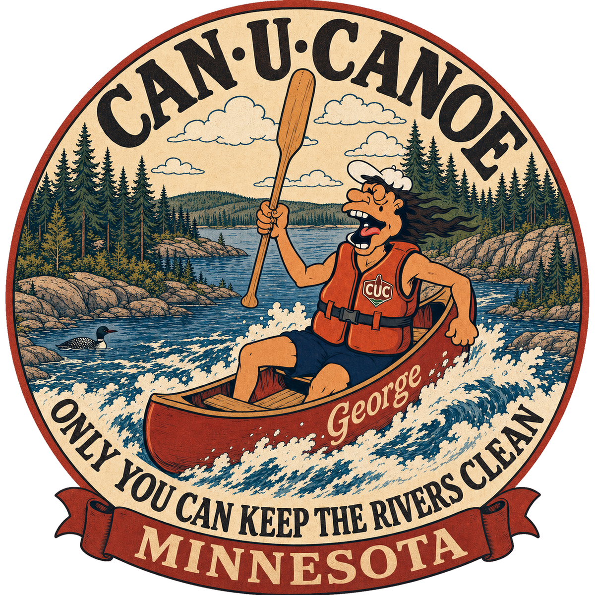 CAN U CANOE Minnesota river badge artwork