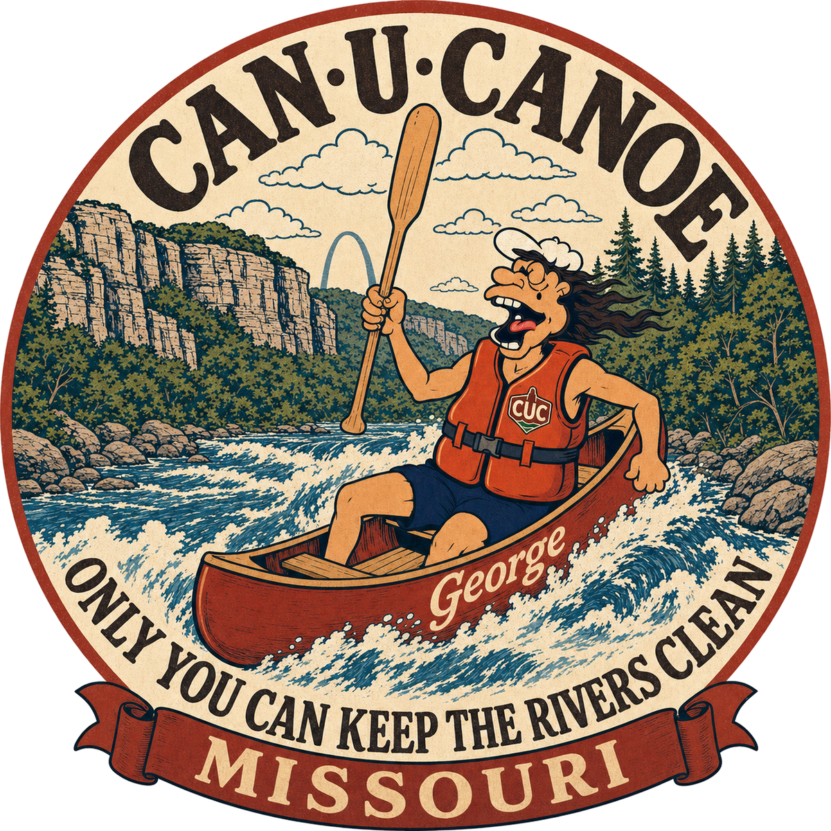 CAN U CANOE Missouri river badge artwork