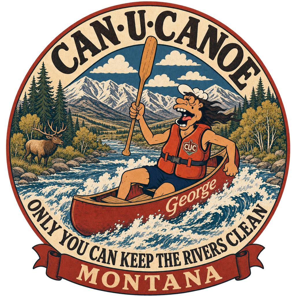 CAN U CANOE Montana river badge artwork