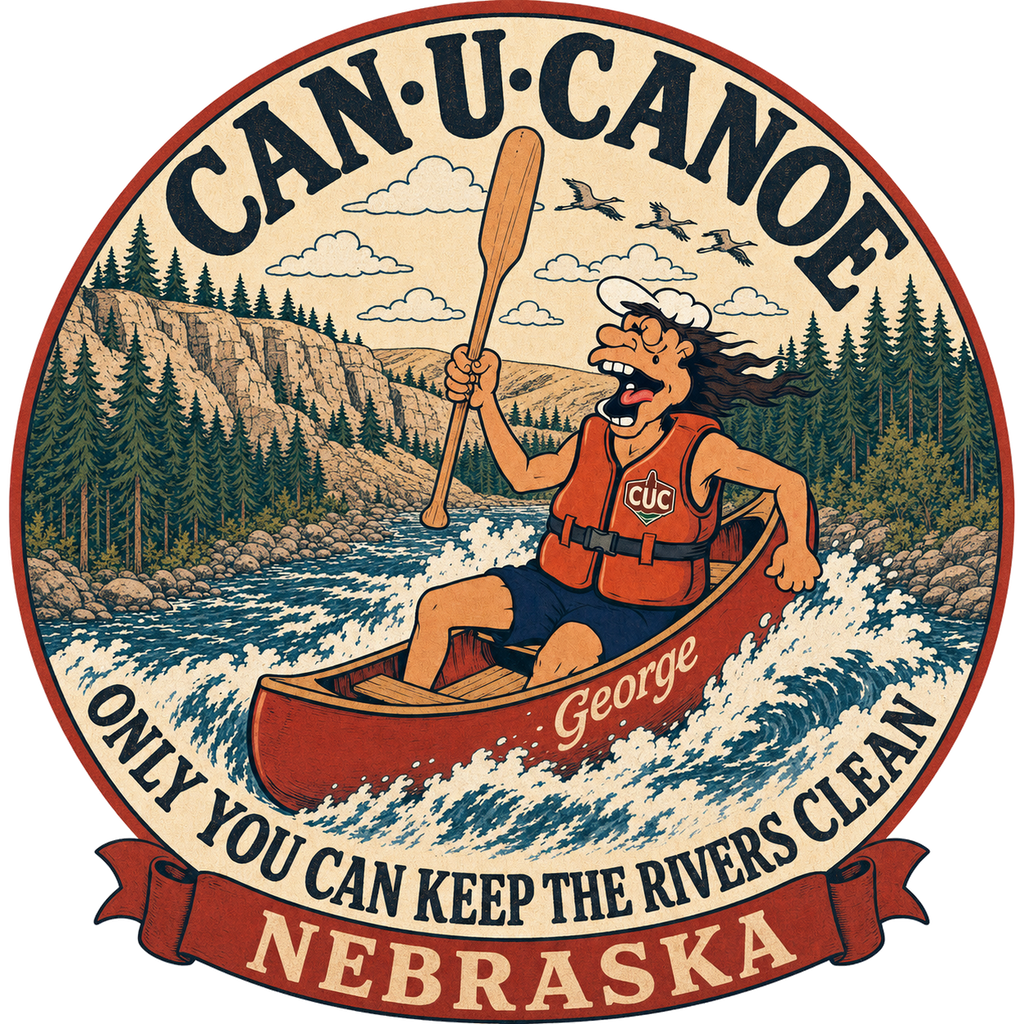 CAN U CANOE Nebraska river badge artwork