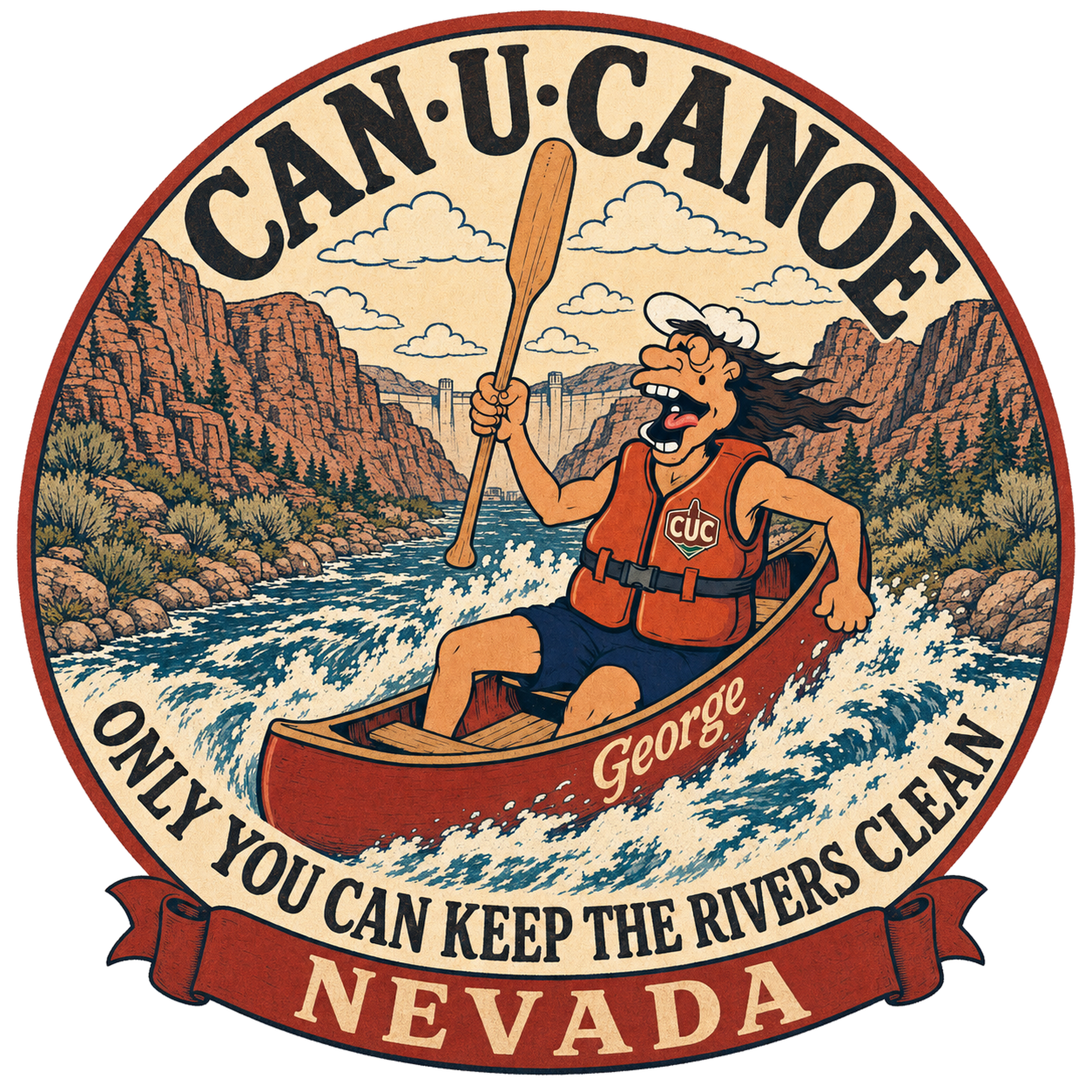 CAN U CANOE Nevada river badge artwork