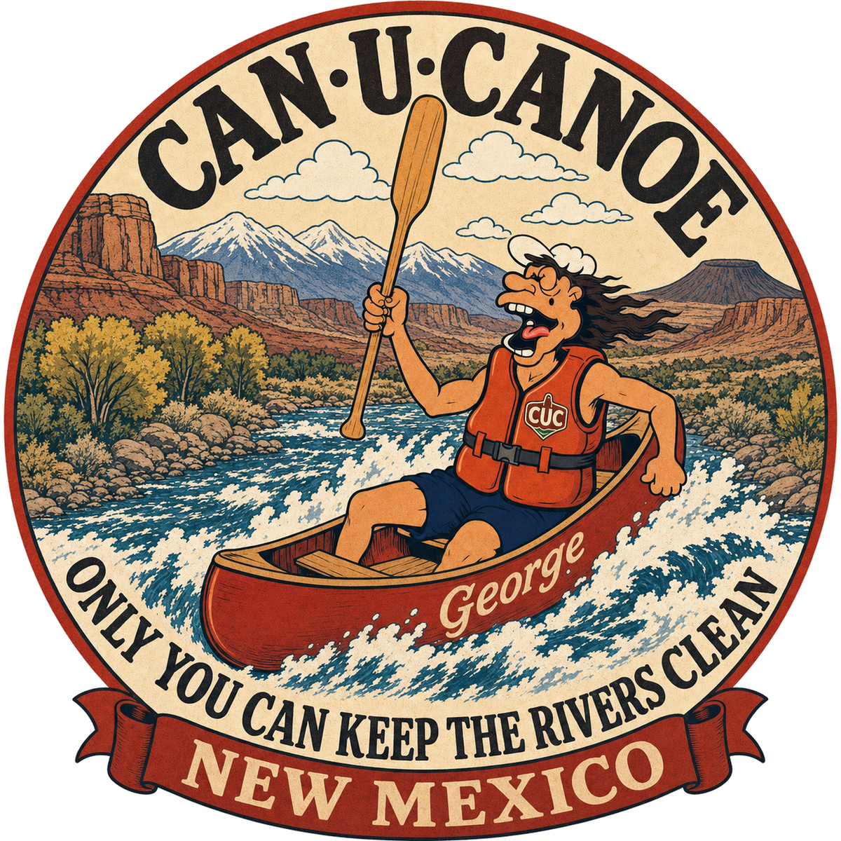 CAN U CANOE New Mexico river badge artwork