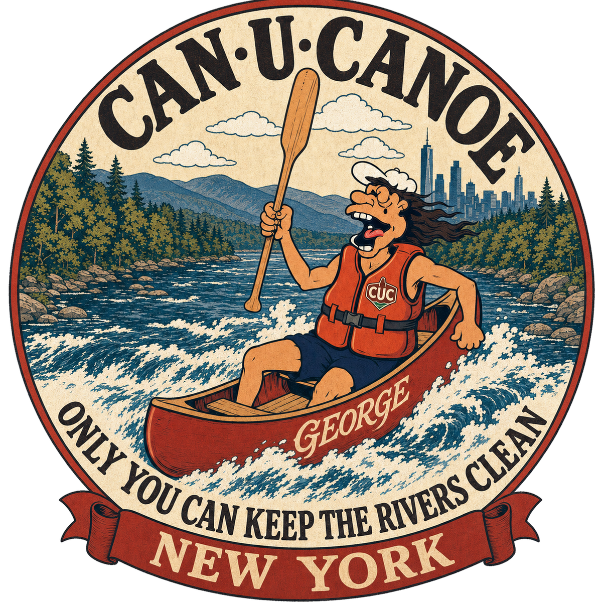 CAN U CANOE New York river badge artwork