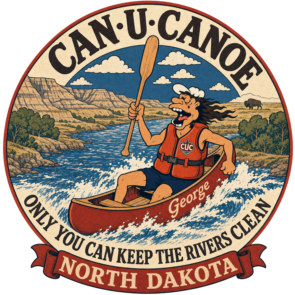 CAN U CANOE North Dakota river badge artwork