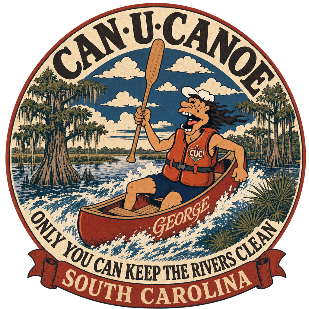CAN U CANOE South Carolina river badge artwork