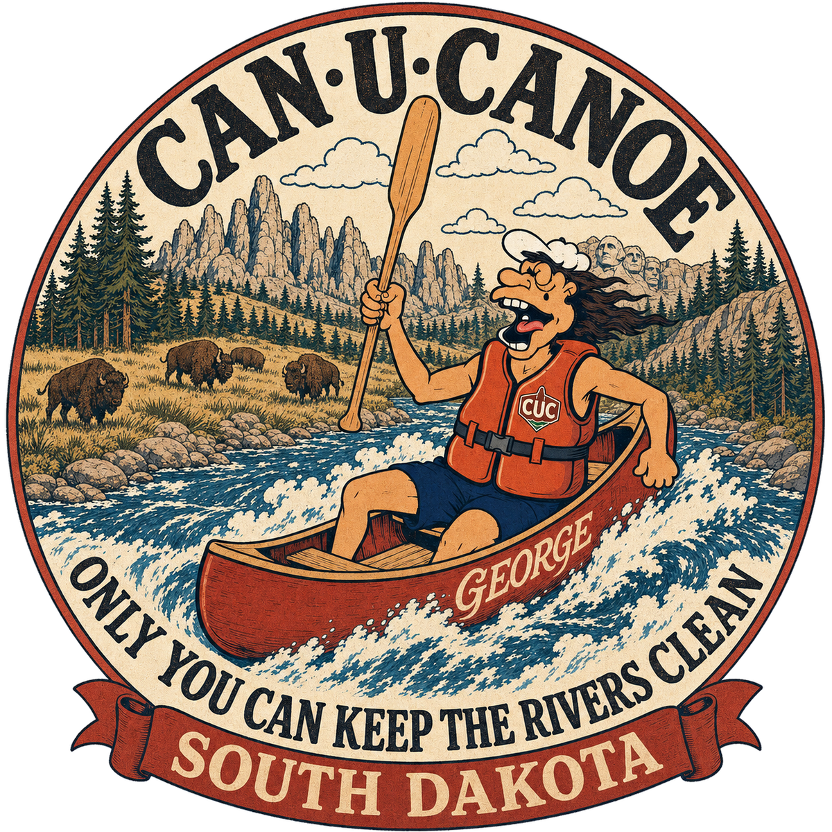 CAN U CANOE South Dakota Junior River Keeper badge print artwork