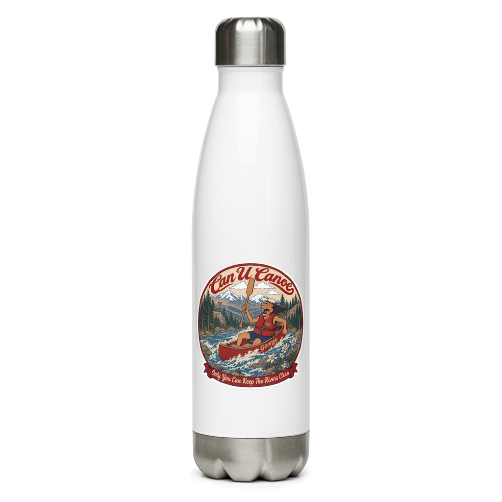 CUC Stainless Steel Water Bottle — George’s Cold‑Hold Bottle | White | front | revised approved George placement