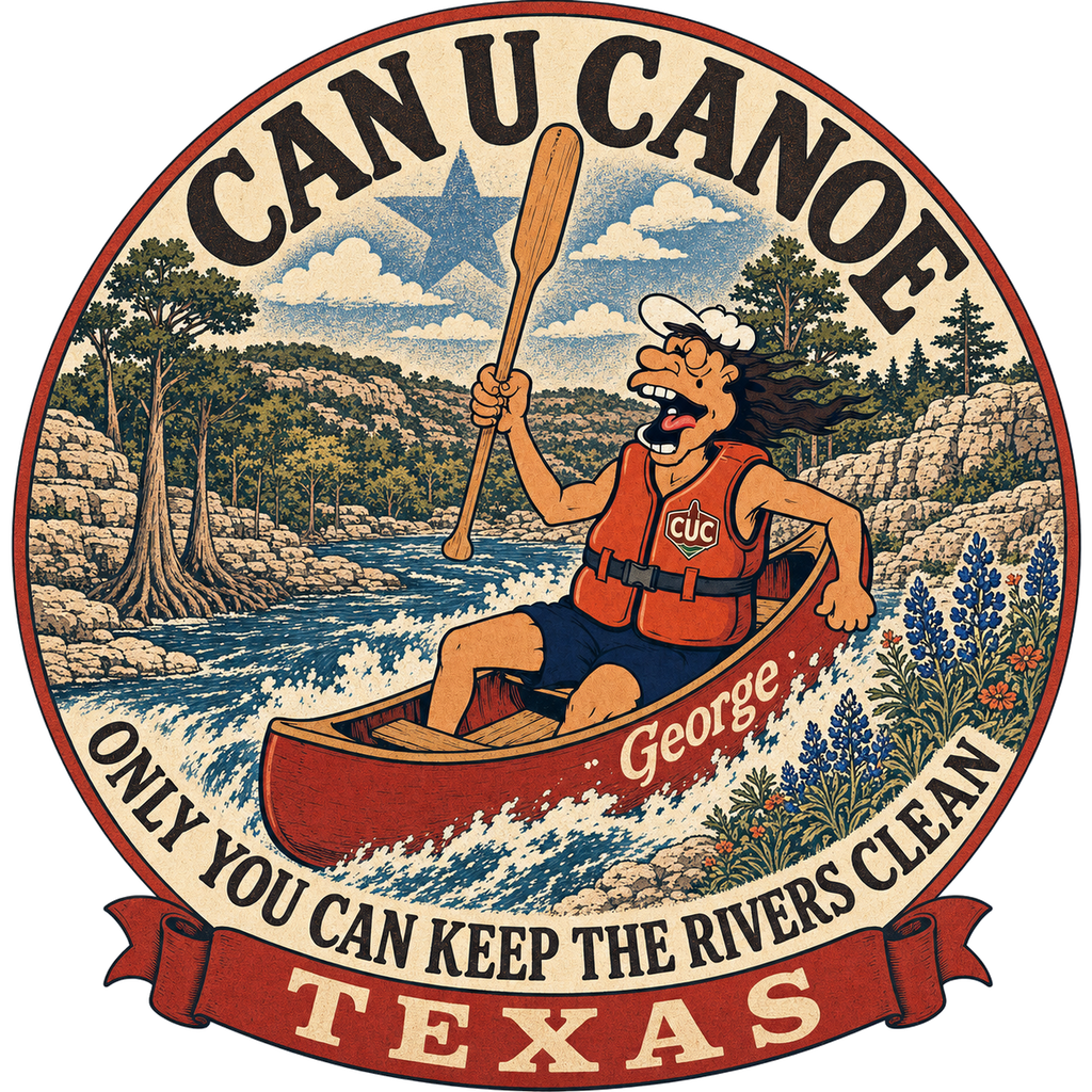 CAN U CANOE Texas river badge artwork