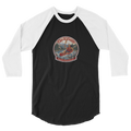 CUC 3/4-Sleeve Raglan — George’s Paddling Tee | Black/White | XS | front | exact approved George badge