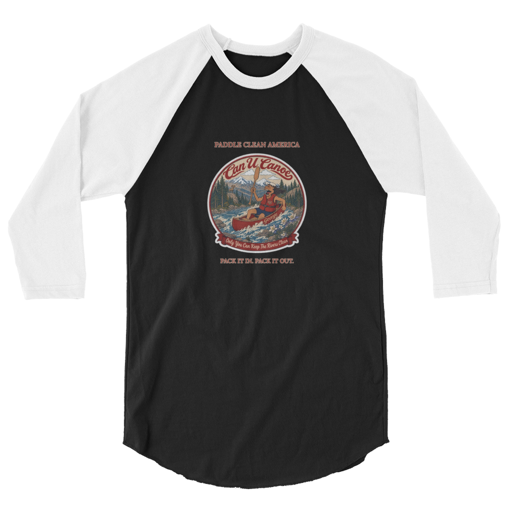 CUC 3/4 Sleeve Raglan — George's Dugout Tee | Black/White | XS | front | approved George campaign artwork