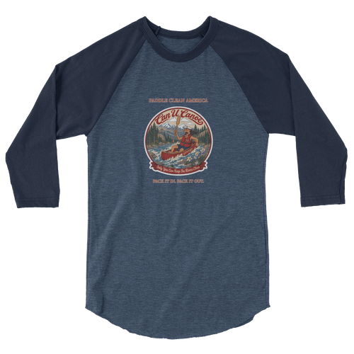 CUC 3/4 Sleeve Raglan — George's Dugout Tee | Heather Denim/Navy | XS | front | approved George campaign artwork