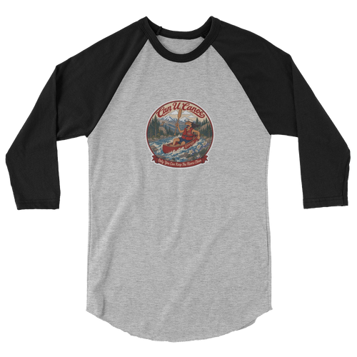 CUC 3/4-Sleeve Raglan — George’s Paddling Tee | Heather Grey/Black | XS | front | exact approved George badge