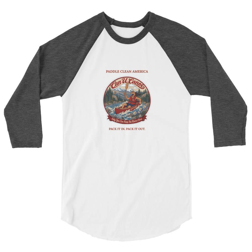 CUC 3/4 Sleeve Raglan — George's Dugout Tee | White/Heather Charcoal | S | front | approved George campaign artwork