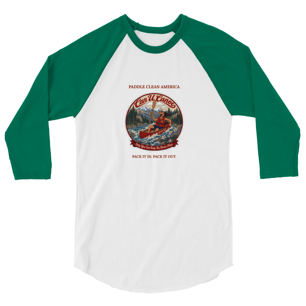 CUC 3/4 Sleeve Raglan — George's Dugout Tee | White/Kelly | XS | front | approved George campaign artwork