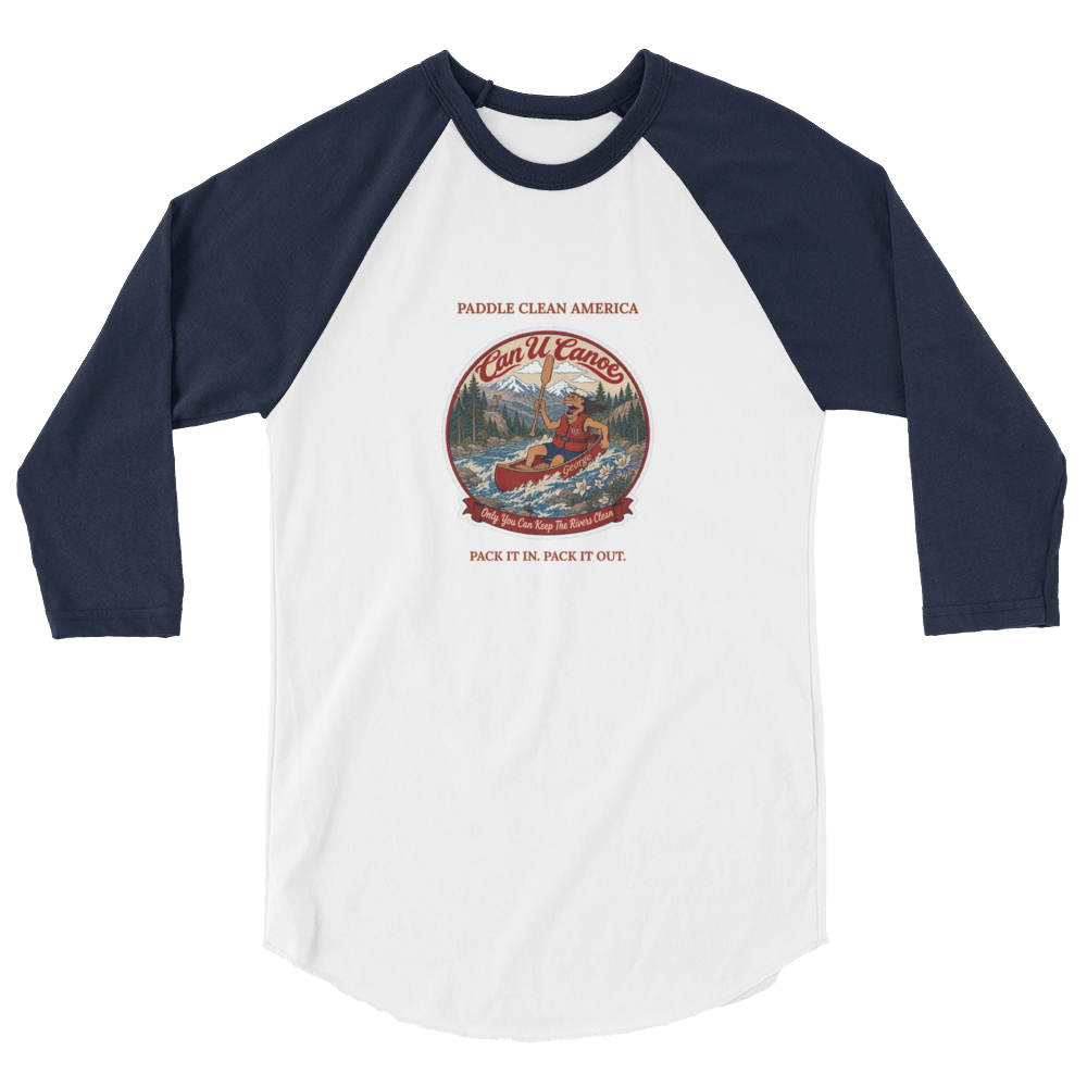 CUC 3/4 Sleeve Raglan — George's Dugout Tee | White/Navy | S | front | approved George campaign artwork