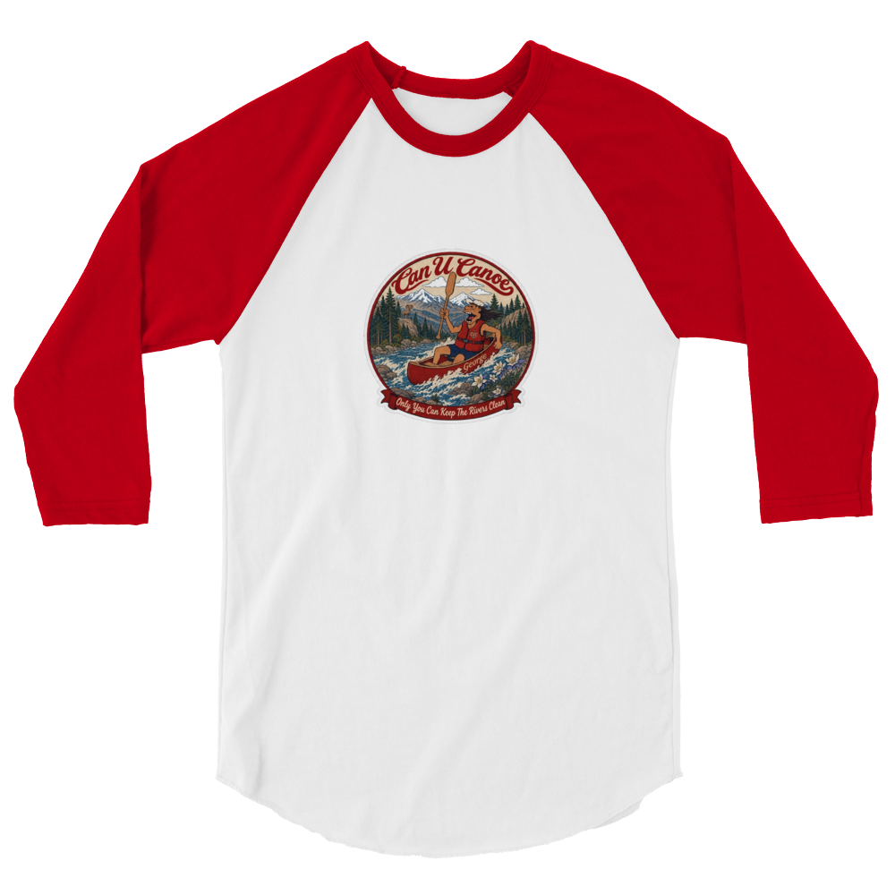 CUC 3/4-Sleeve Raglan — George’s Paddling Tee | White/Red | XS | front | exact approved George badge