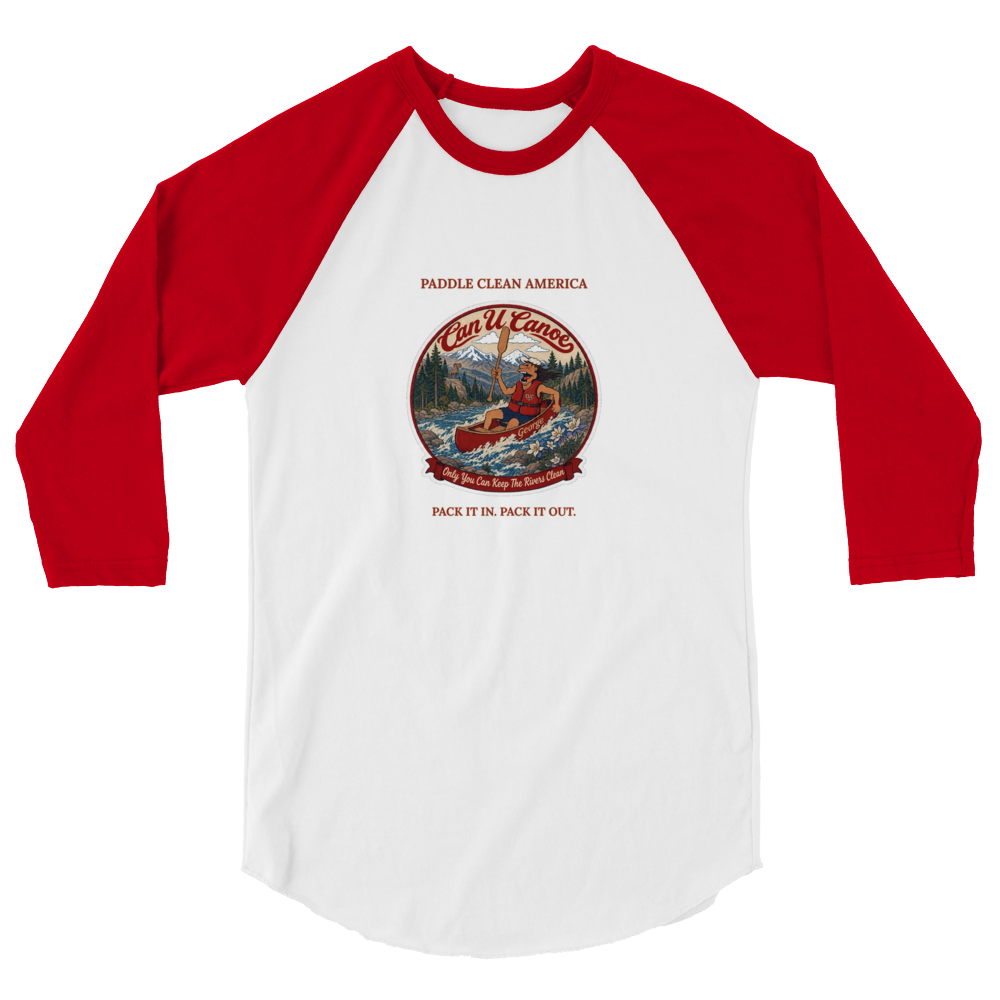 CUC 3/4 Sleeve Raglan — George's Dugout Tee | White/Red | XS | front | approved George campaign artwork