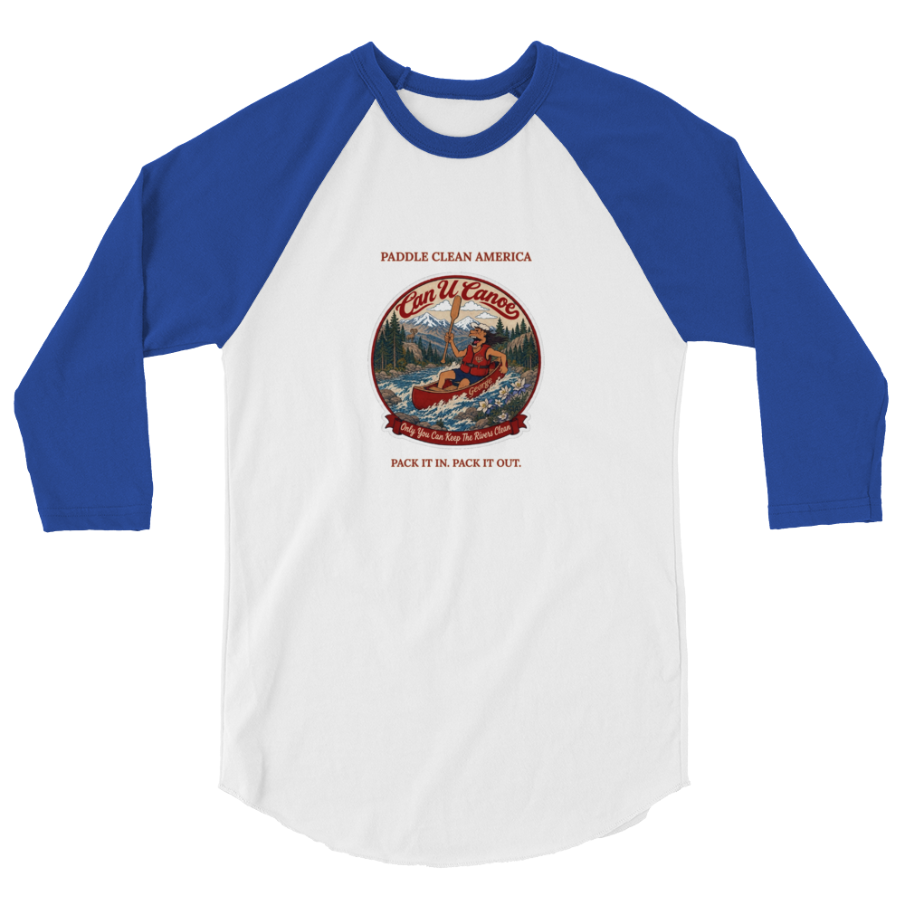 CUC 3/4 Sleeve Raglan — George's Dugout Tee | White/Royal | XS | front | approved George campaign artwork