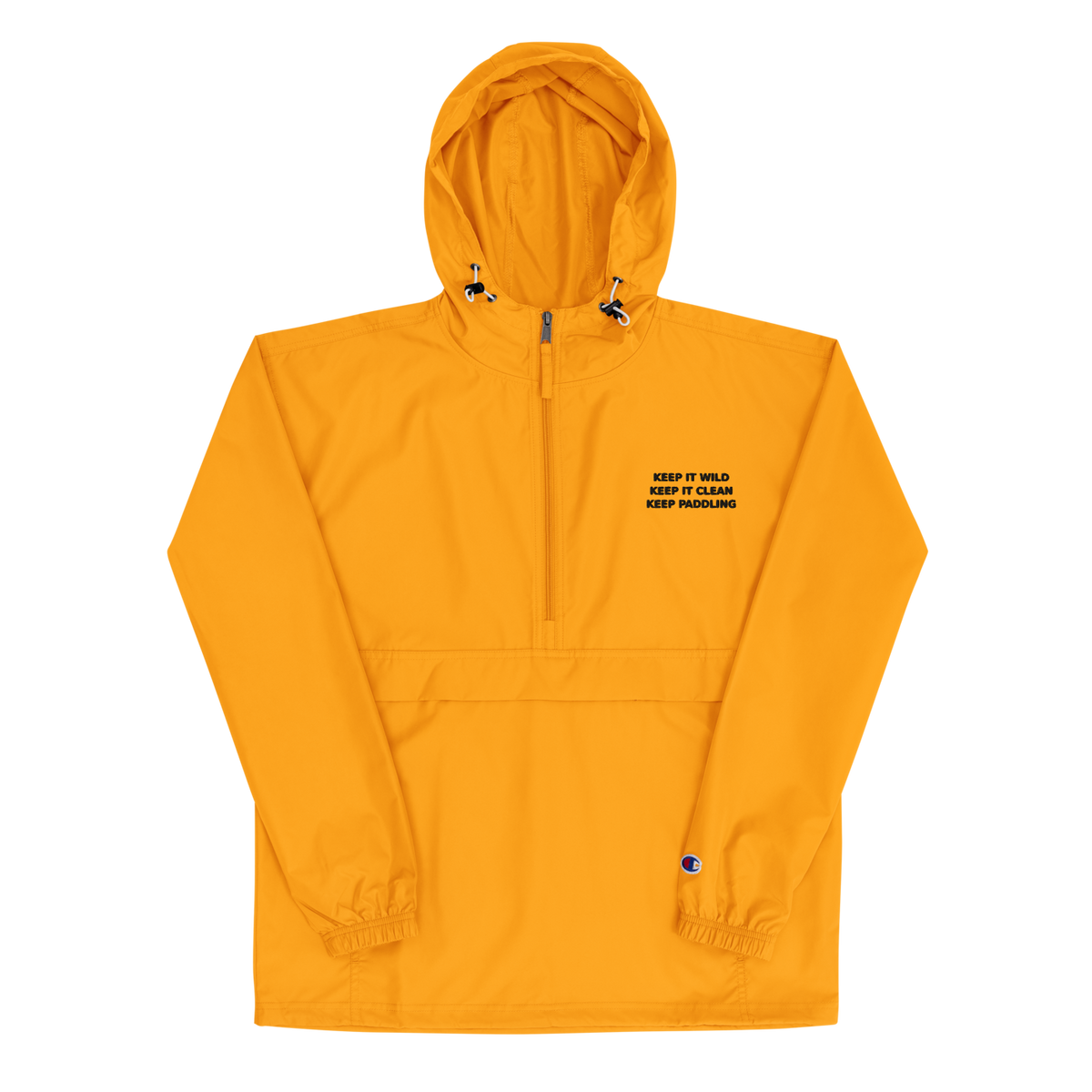 CUC Embroidered Champion Packable Jacket — George’s Packable Patrol Jacket | Gold | S | three-line left chest embroidered slogan