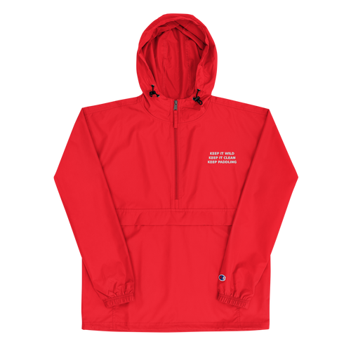 CUC Embroidered Champion Packable Jacket — George’s Packable Patrol Jacket | Scarlet | S | three-line left chest embroidered slogan