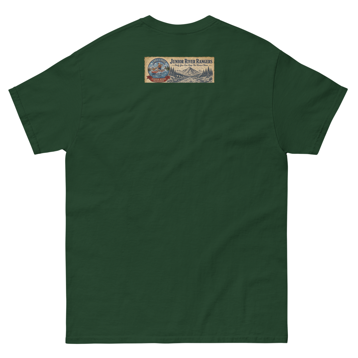 CUC Junior River Ranger Dad Tee — George’s Proud Papa | Forest Green | back | newest boy pledge-card artwork