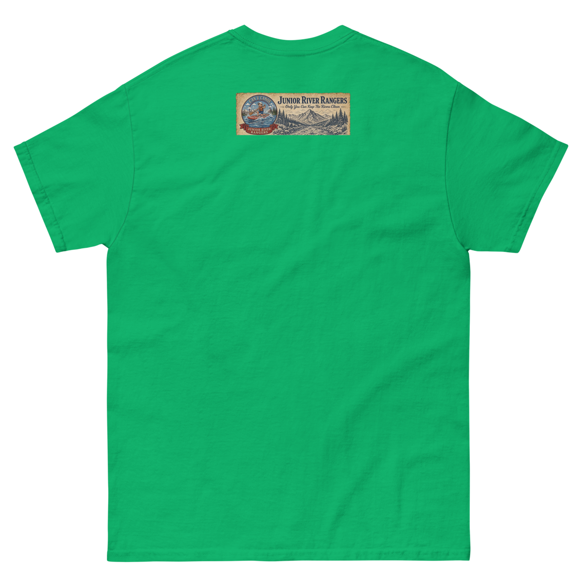 CUC Junior River Ranger Dad Tee — George’s Proud Papa | Irish Green | back | newest boy pledge-card artwork
