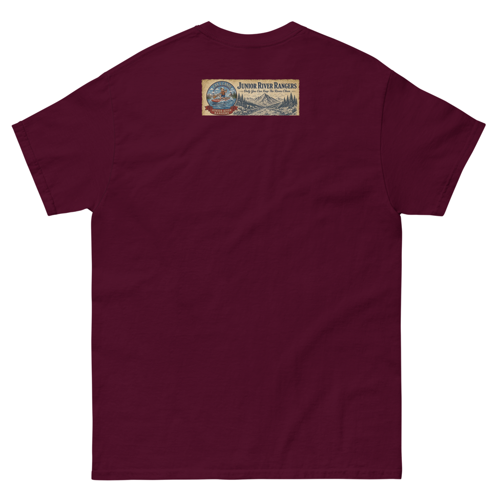 CUC Junior River Ranger Dad Tee — George’s Proud Papa | Maroon | back | newest boy pledge-card artwork