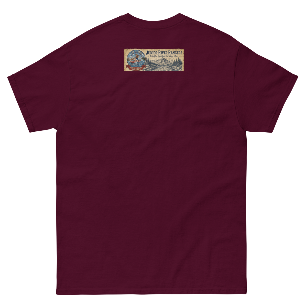 CUC Junior River Ranger Dad Tee — George’s Proud Papa | Maroon | back | newest boy pledge-card artwork