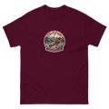 CUC Classic Tee in Maroon, front, exact George badge, 6.5-inch mid-chest print