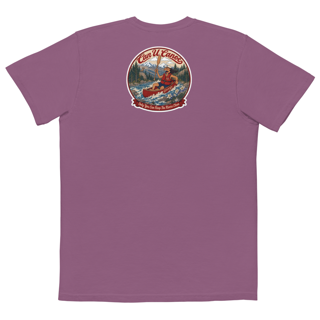 CUC Garment-Dyed Pocket Tee — George’s Weathered | Berry | S | back | exact approved George badge