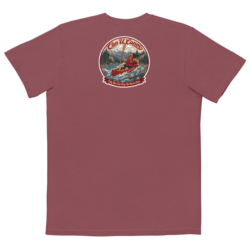 CUC Garment-Dyed Pocket Tee — George’s Weathered | Brick | S | back | exact approved George badge