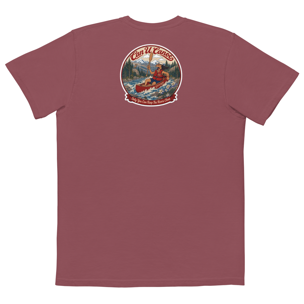 CUC Garment-Dyed Pocket Tee — George’s Weathered | Brick | S | back | exact approved George badge